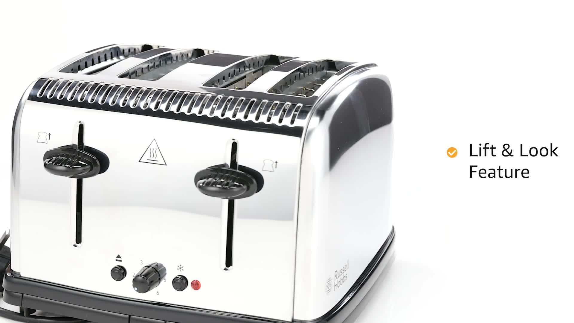 Russell Hobbs Classic Stainless Steel 4 Slice Bread Toaster